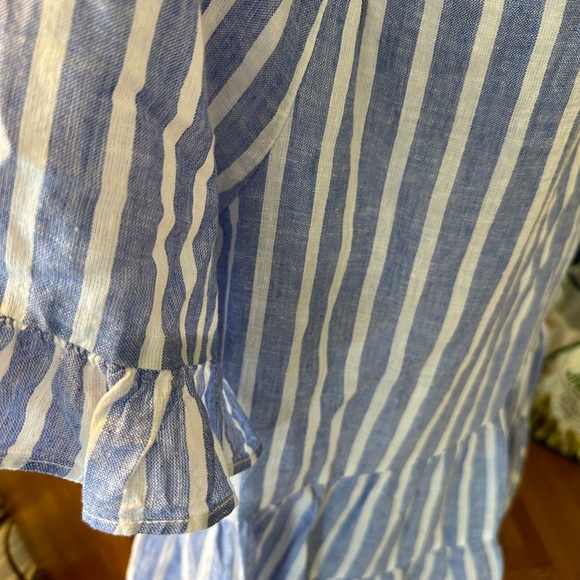 NWOT - BeachLunchLounge Linen Striped Peplum Top - large - blue & white stripe - Picture 8 of 10